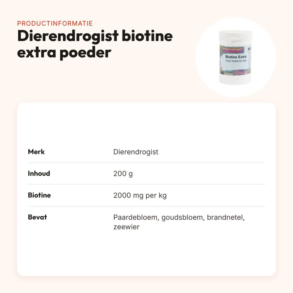 Dierendrogist biotine extra poeder 200 g – met kruiden voor hond – productinformatie