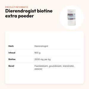 Dierendrogist biotine extra poeder 900 g – met kruiden voor hond en kat – productinformatie
