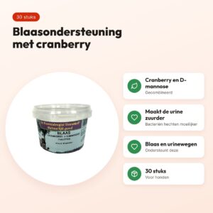 Dierendrogist blaas cranberry + D-mannose 30 stuks – voor honden – voordelen
