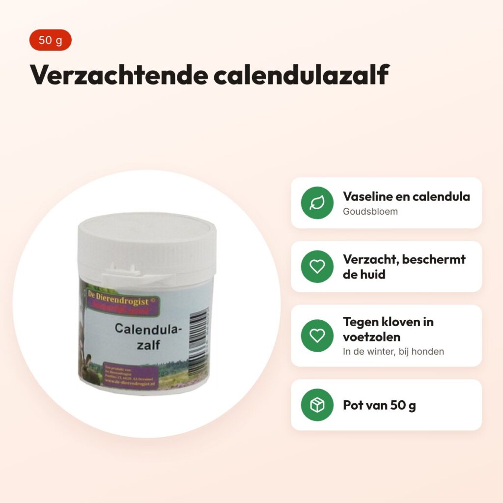 Dierendrogist calendula zalf 50 g – verzachtend, op basis van goudsbloem – voordelen