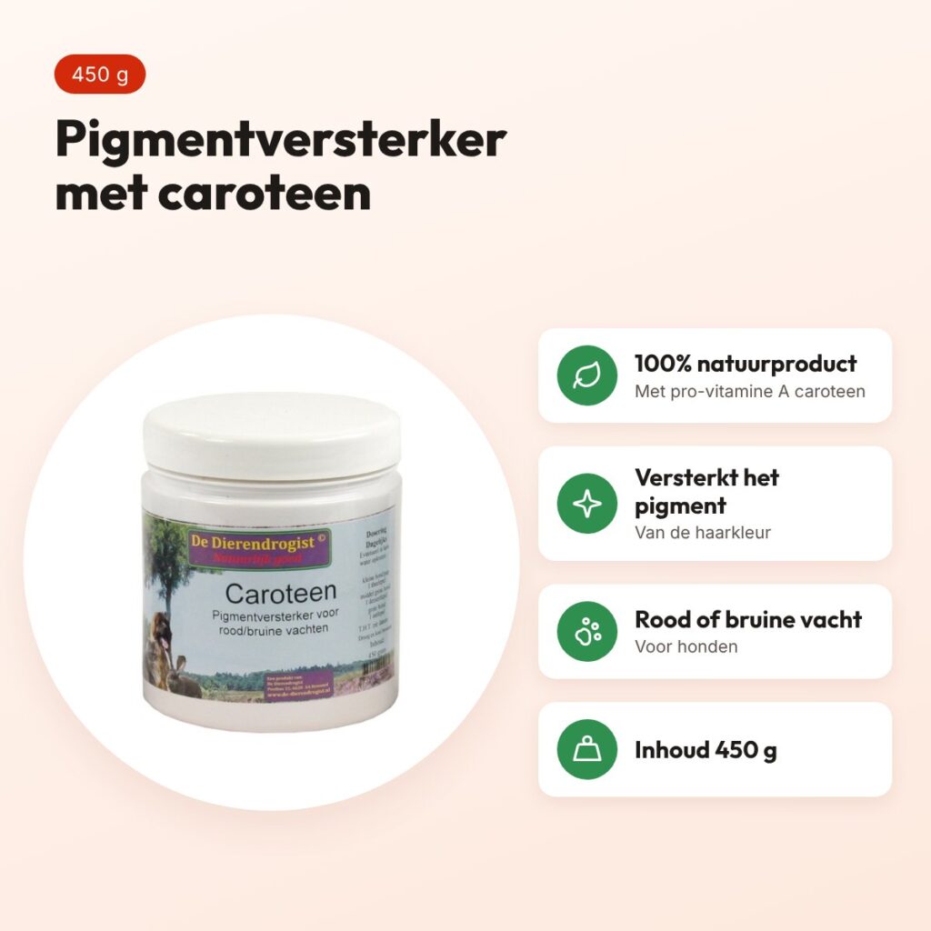 Dierendrogist caroteen pigmentversterker 450 g – rood/bruine vachten – voordelen
