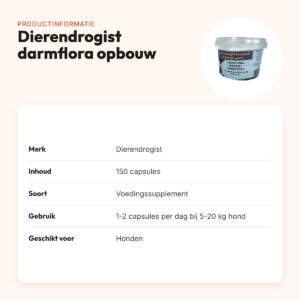 Dierendrogist darmflora opbouw capsules 150 stuks – maagsapresistent – productinformatie
