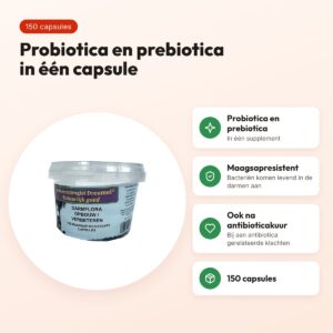 Dierendrogist darmflora opbouw capsules 150 stuks – maagsapresistent – voordelen