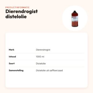 Dierendrogist distelolie 1000 ml – 70% linolzuur – productinformatie
