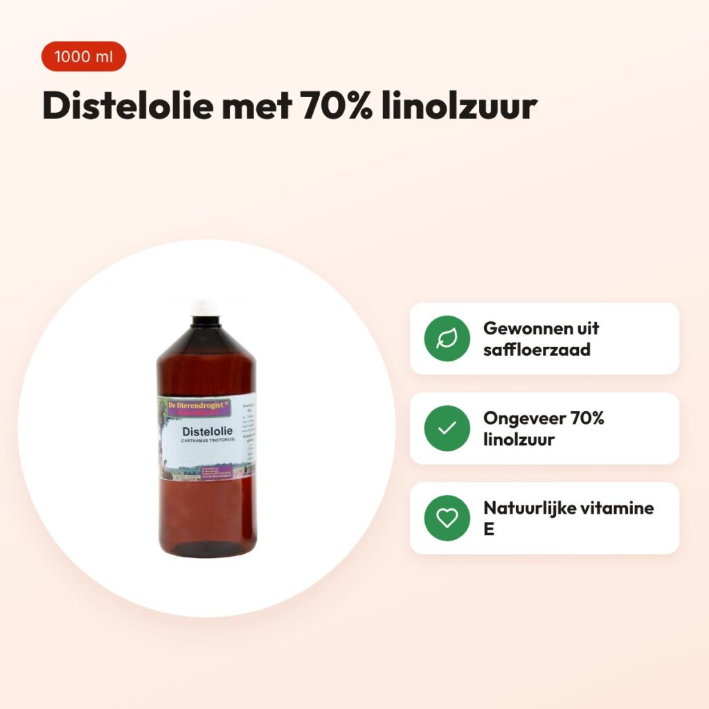Dierendrogist distelolie 1000 ml – 70% linolzuur – voordelen