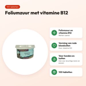 Dierendrogist foliumzuur en vitamine B12 100 tabletten – hond en kat – voordelen