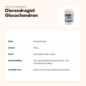 Dierendrogist Glucochondran diervoeder 250 g – glucosamine en chondroïtine – productinformatie