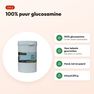 Dierendrogist glucosamine 100% puur 250 g – hond, kat en paard – voordelen