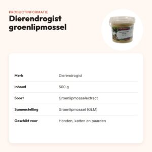 Dierendrogist groenlipmosselextract veterinair 500 g – gewrichten – productinformatie