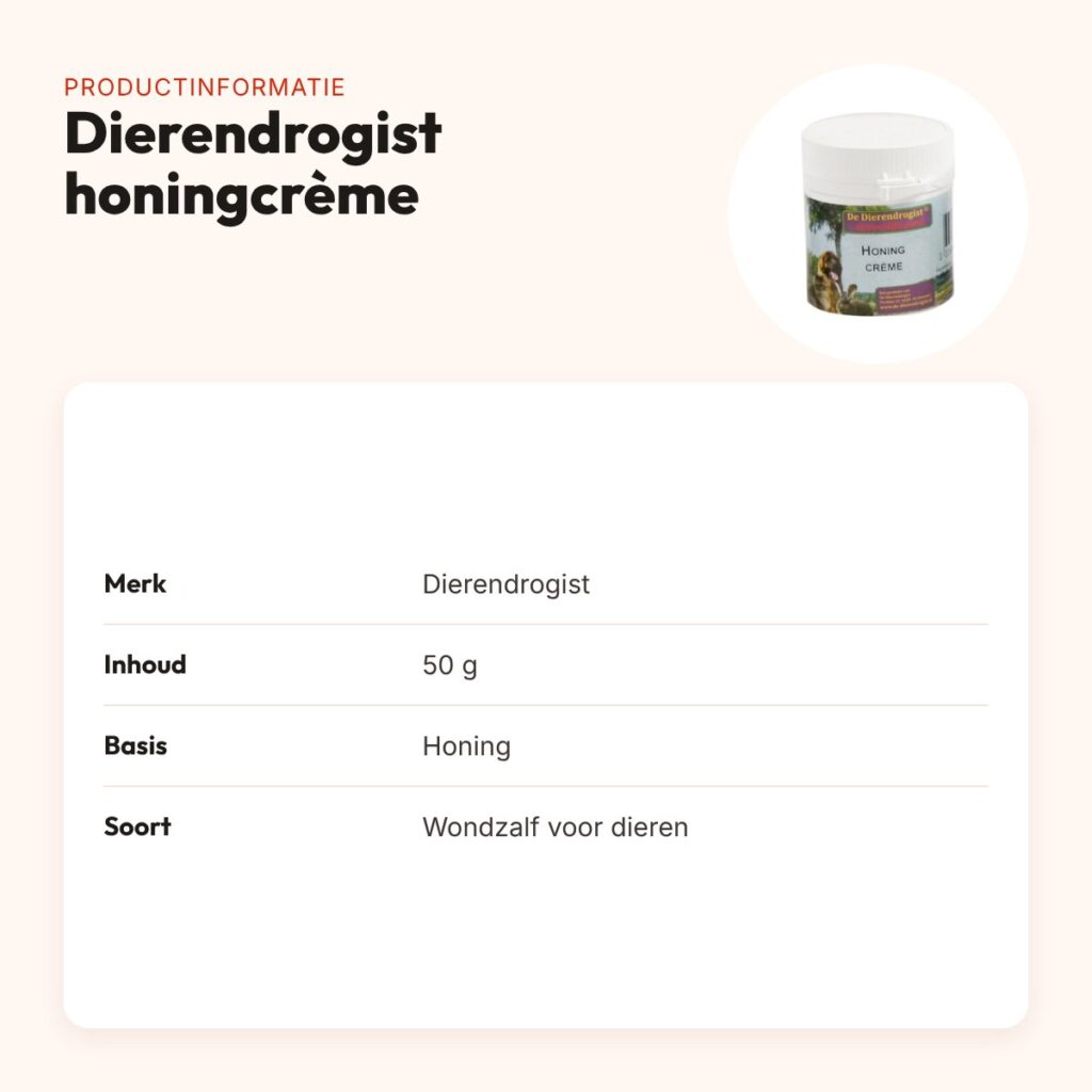 Dierendrogist honingcrème 50 g – wondzalf op basis van honing – productinformatie