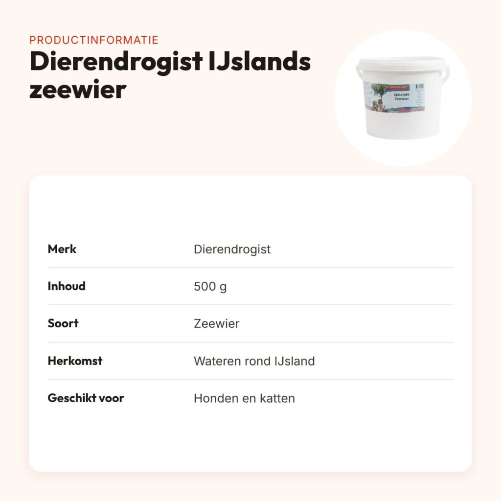 Dierendrogist IJslands zeewier 500 g – mineralen en vitaminen – productinformatie