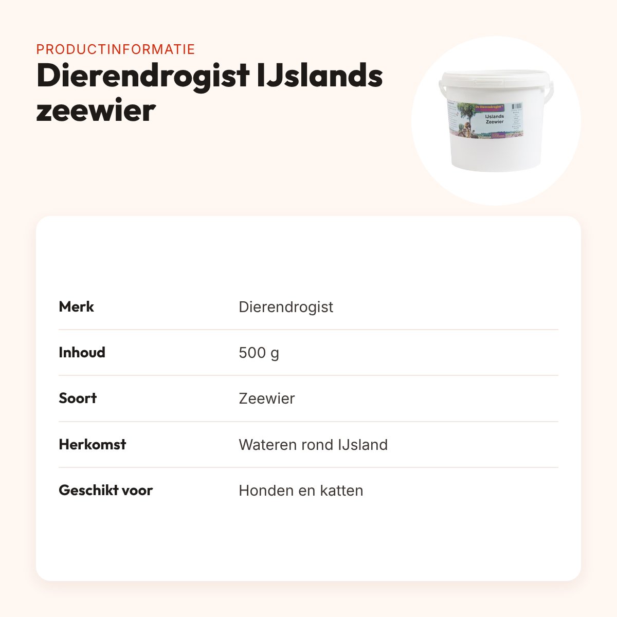 Dierendrogist IJslands zeewier 500 g – mineralen en vitaminen – productinformatie