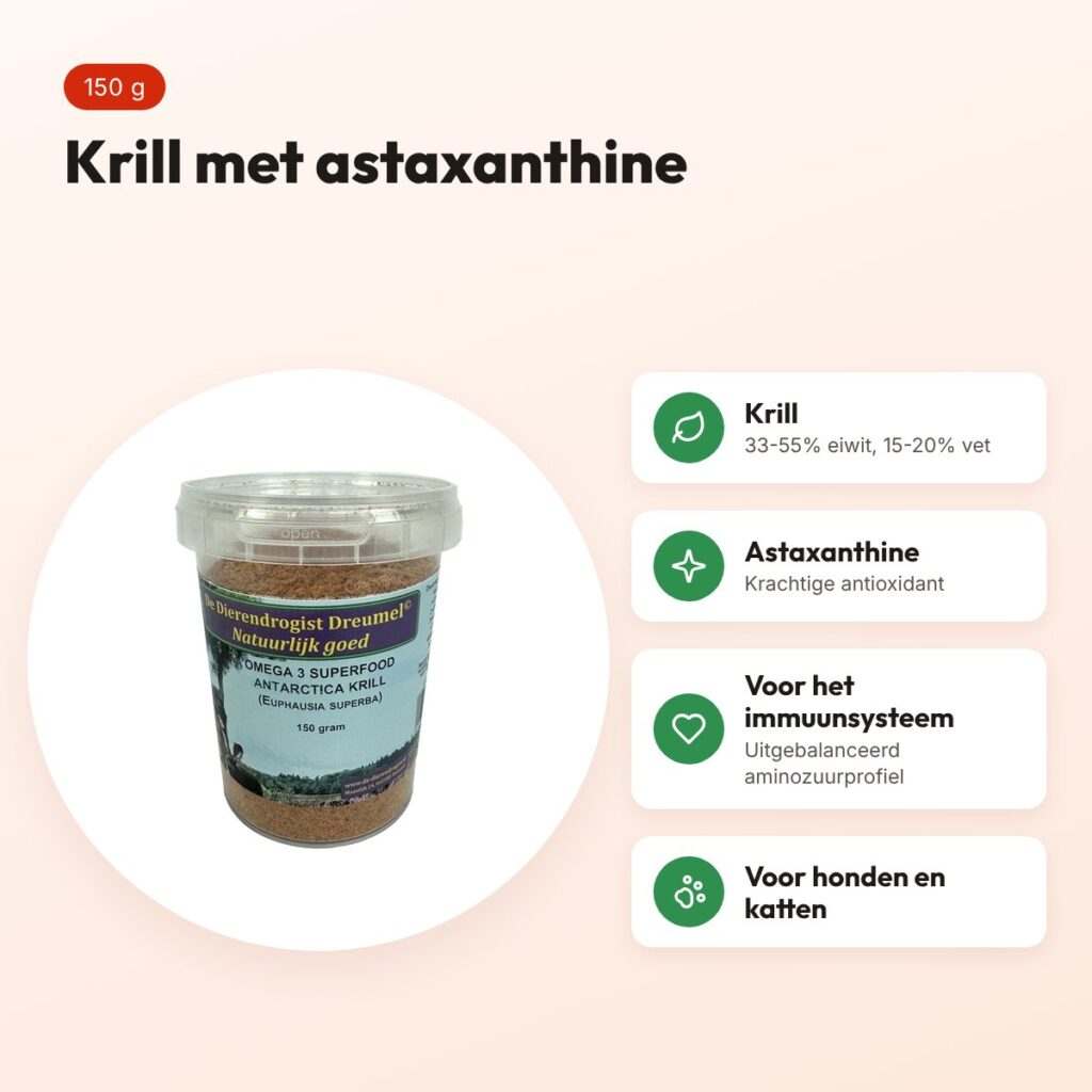 Dierendrogist krill 150 g – voedingssupplement hond en kat – voordelen