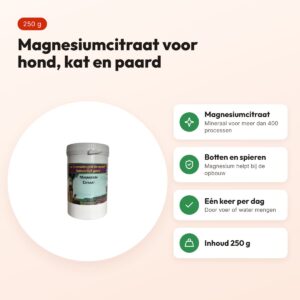Dierendrogist magnesiumcitraat 250 g – hond, kat en paard – voordelen
