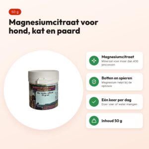 Dierendrogist magnesiumcitraat 50 g – hond, kat en paard – voordelen