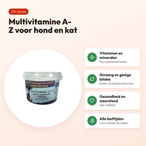 Dierendrogist multivitamine A-Z 120 stuks – hond en kat – voordelen