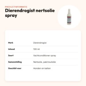 Dierendrogist nertsolie vachtconditioner spray 100 ml – hond en kat – productinformatie