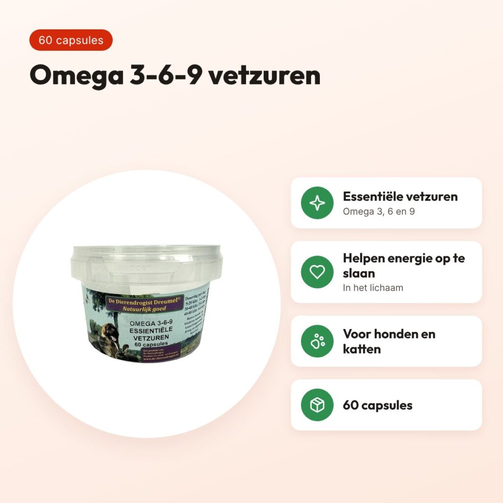 Dierendrogist omega 3-6-9 capsules 60 stuks – hond en kat – voordelen