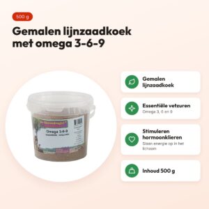 Dierendrogist omega 3-6-9 vetzuren 500 g – gemalen lijnzaadkoek – voordelen
