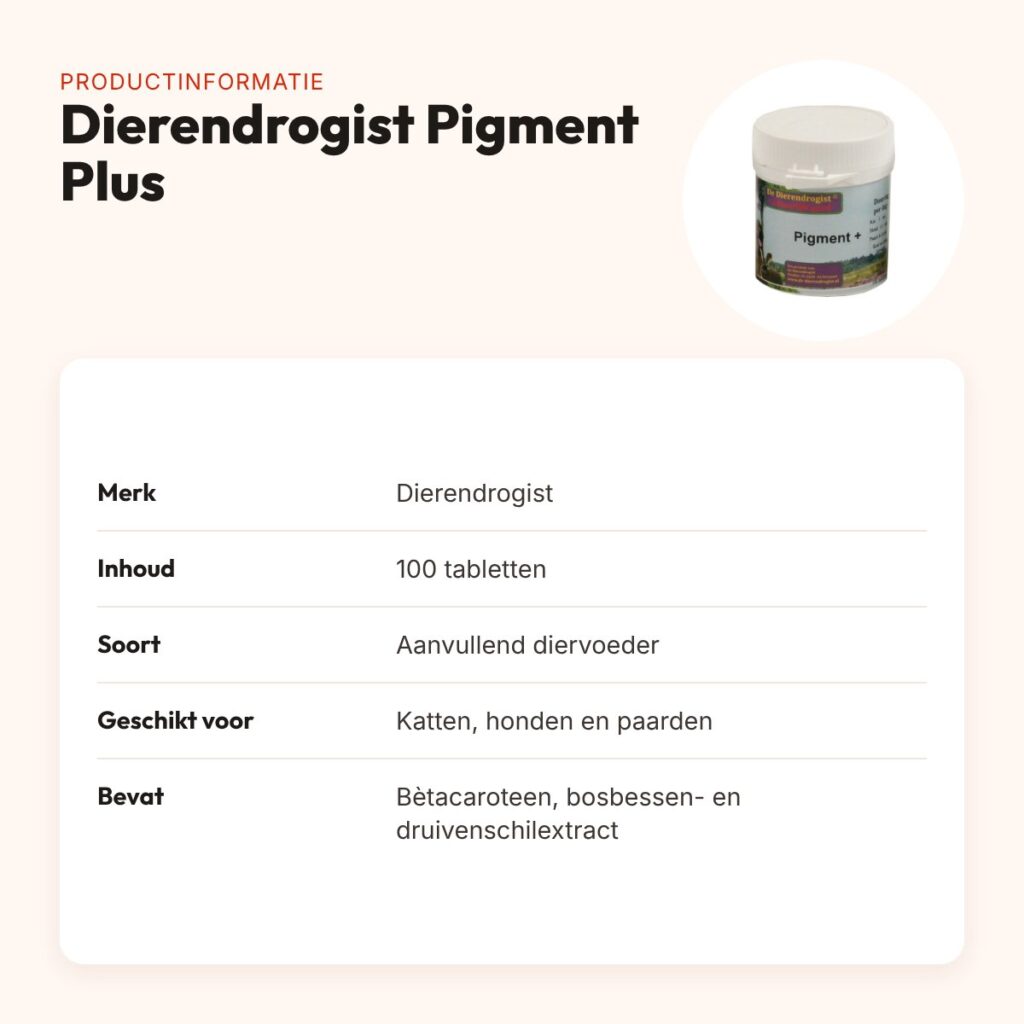 Dierendrogist Pigment Plus 100 tabletten – voedingssupplement – productinformatie