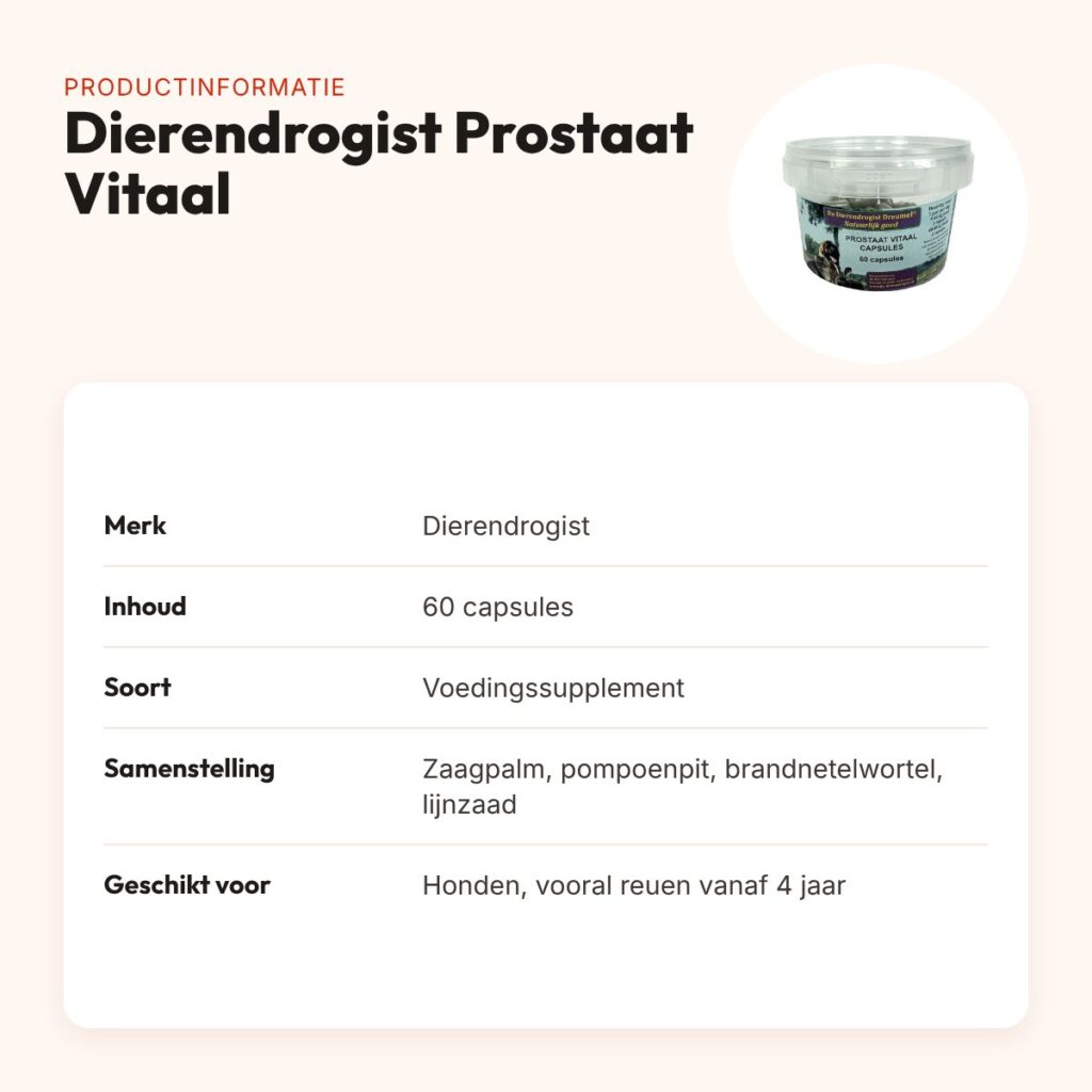 Dierendrogist Prostaat Vitaal capsules 60 stuks – voor reuen – productinformatie