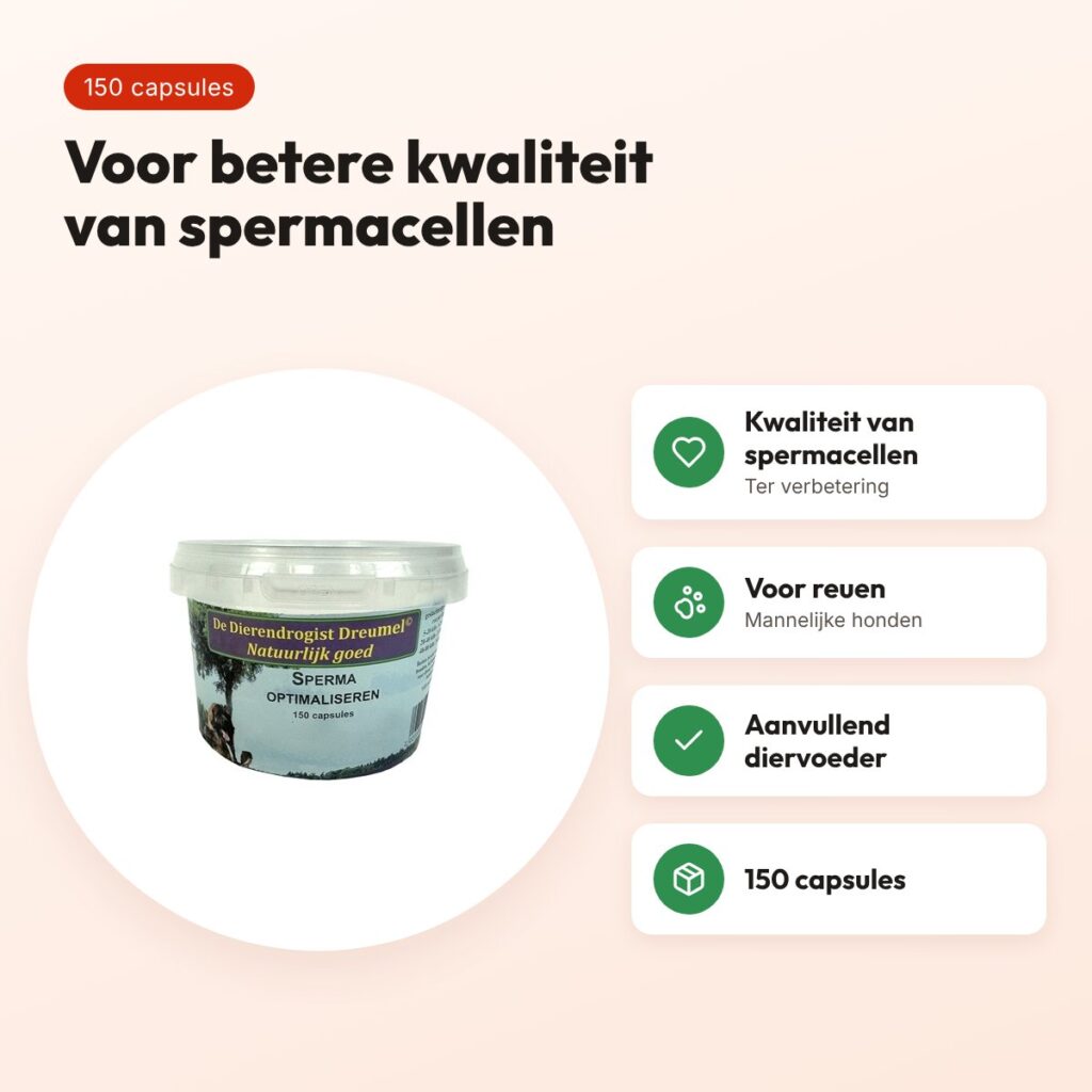 Dierendrogist sperma optimaliseren capsules 150 stuks – reuen – voordelen