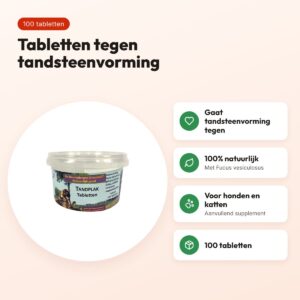 Dierendrogist tandplak tabletten 100 stuks – voor hond en kat – voordelen