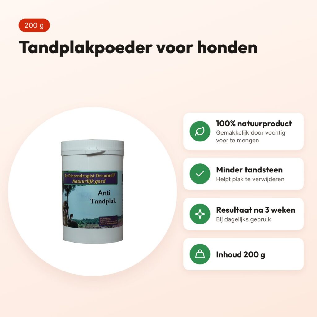 Dierendrogist tandplakpoeder 200 g – tandverzorging voor honden – voordelen