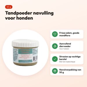 Dierendrogist tandpoeder navulling 50 g – voor honden – voordelen