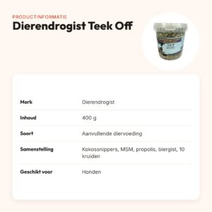 Dierendrogist Teek Off 400 g – voedingssupplement voor honden tegen teken – productinformatie