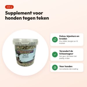 Dierendrogist Teek Off 400 g – voedingssupplement voor honden tegen teken – voordelen