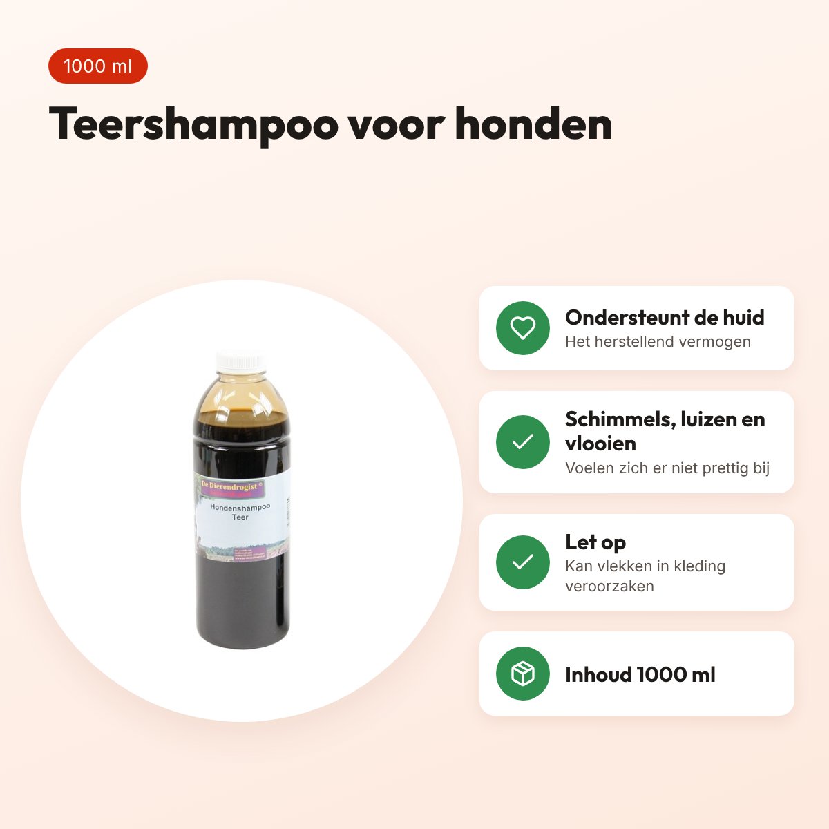 Dierendrogist teershampoo hond 1000 ml – voordelen