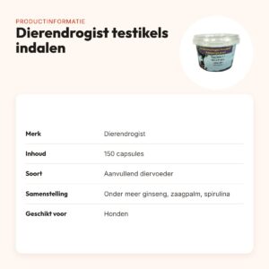 Dierendrogist testikels indalen capsules 150 stuks – voor honden – productinformatie