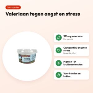 Dierendrogist valeriaan 50 capsules – ontspanning voor hond en kat – voordelen