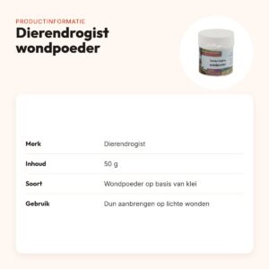 Dierendrogist veterinaire wondpoeder 50 g – op basis van klei – productinformatie
