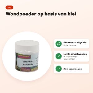 Dierendrogist veterinaire wondpoeder 50 g – op basis van klei – voordelen