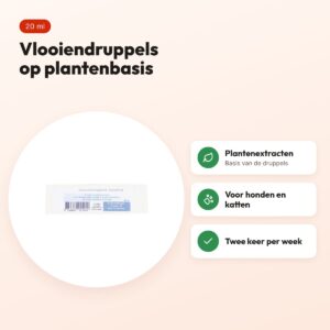 Dierendrogist vlooiendruppels hond en kat 20 ml – op plantenbasis – voordelen