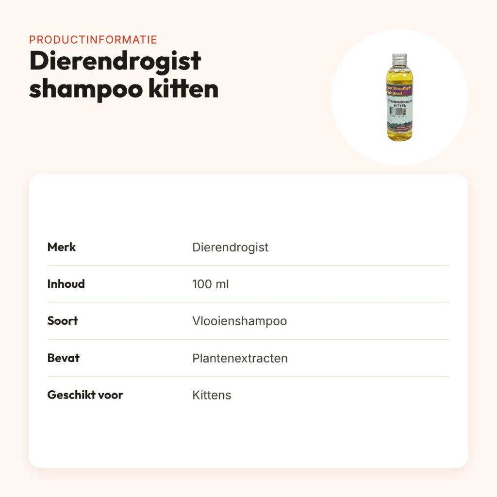 Dierendrogist vlooienshampoo kitten 100 ml – plantenextracten – productinformatie