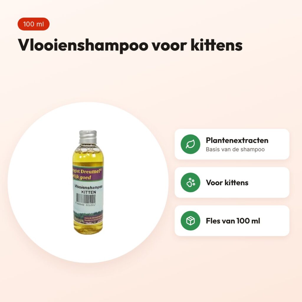 Dierendrogist vlooienshampoo kitten 100 ml – plantenextracten – voordelen