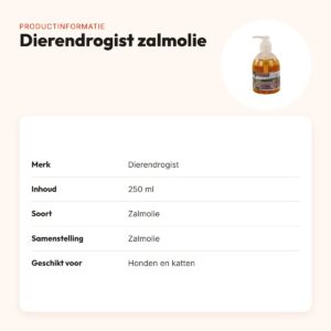 Dierendrogist zalmolie 250 ml – voor vacht en huid van hond en kat – productinformatie