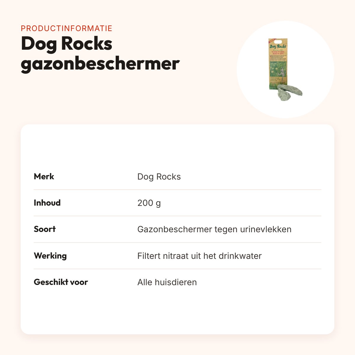 Dog Rocks 200 g – natuurlijke gazonbeschermer tegen urinevlekken – productinformatie