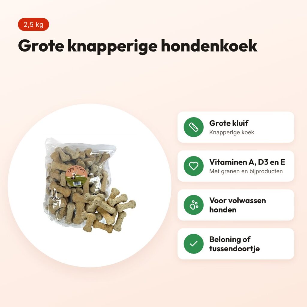 Dog Treatz Grote Kluif 2,5 kg – knapperige hondenkoek voor volwassen honden – voordelen