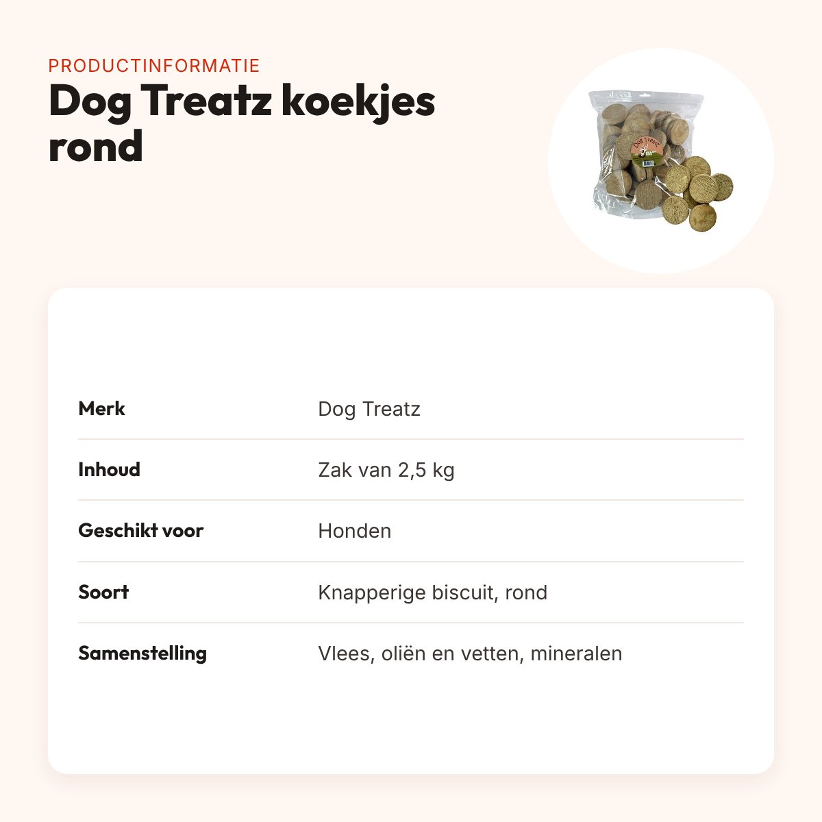 Dog Treatz hondenkoekjes rond 2,5 kg – knapperige biscuit – productinformatie