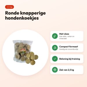 Dog Treatz hondenkoekjes rond 2,5 kg – knapperige biscuit – voordelen