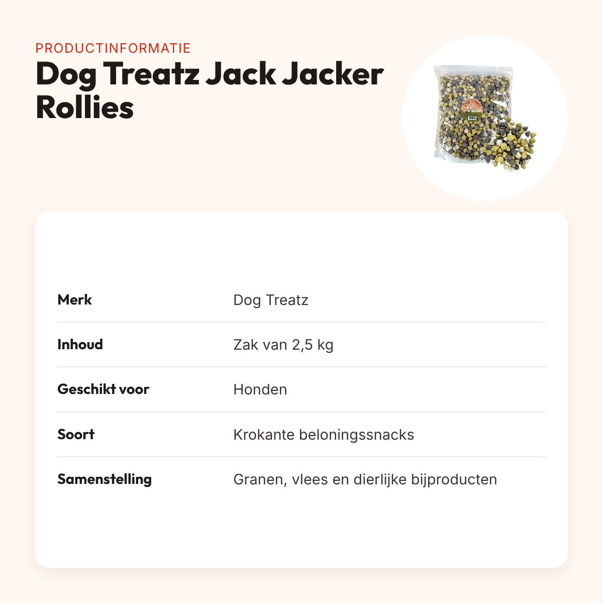 Dog Treatz Jack Jacker Rollies 2,5 kg – kleurrijke, krokante hondensnacks – productinformatie