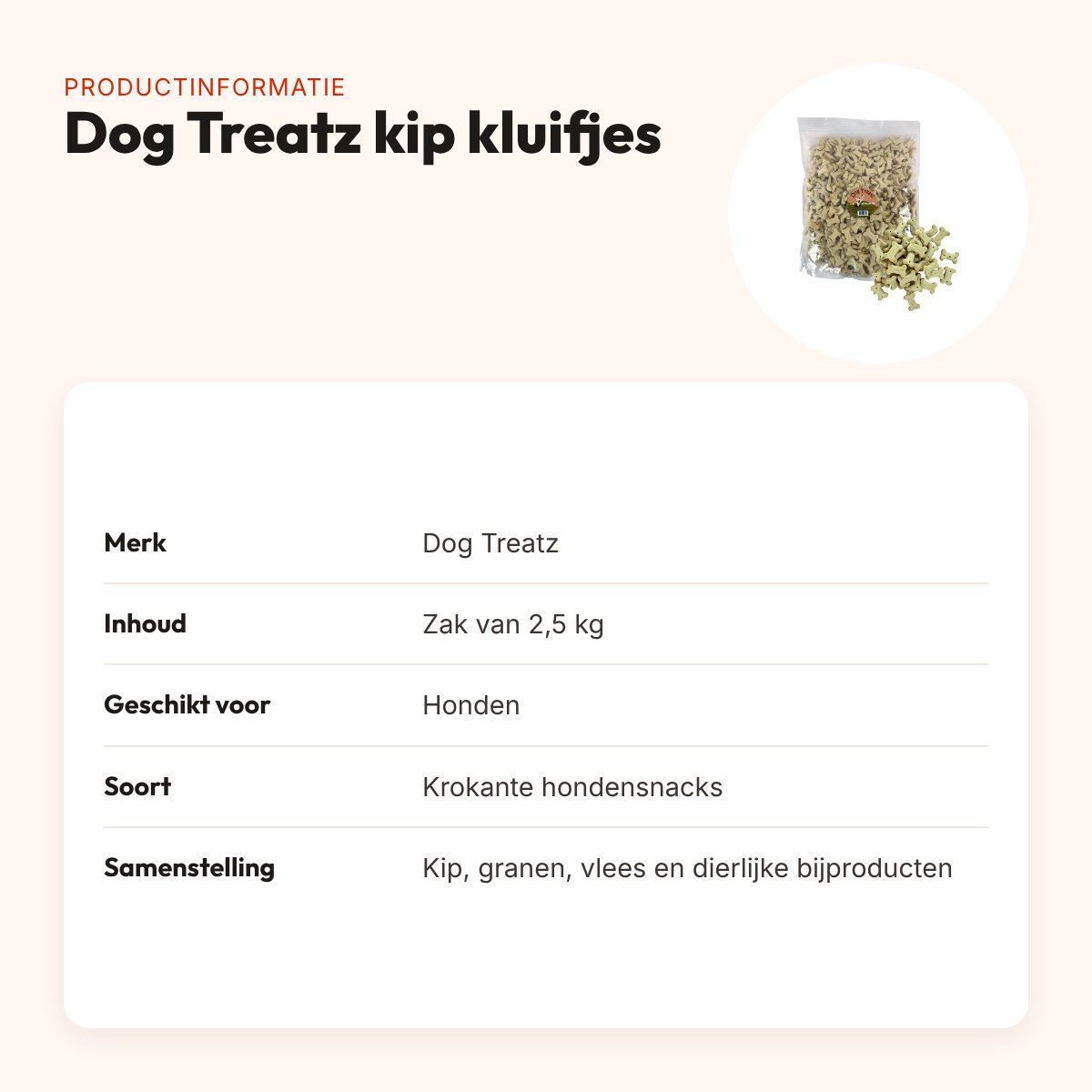 Dog Treatz kip kluifjes 2,5 kg – krokante hondensnacks – productinformatie