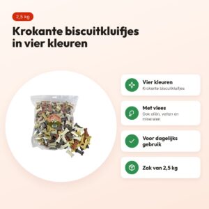 Dog Treatz kluifjes 4-Mix 2,5 kg – krokante biscuitkluifjes in vier kleuren – voordelen
