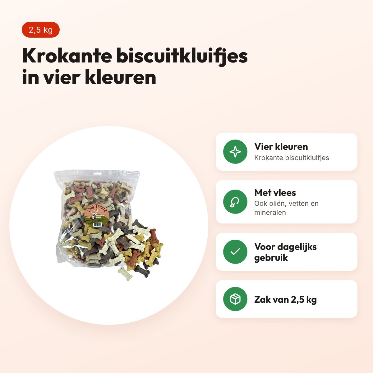 Dog Treatz kluifjes 4-Mix 2,5 kg – krokante biscuitkluifjes in vier kleuren – voordelen