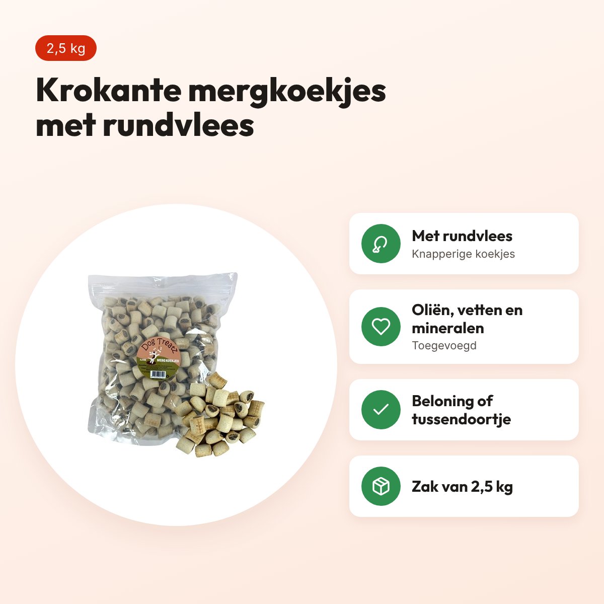Dog Treatz mergkoekjes 2,5 kg – krokante hondensnacks met rundvlees – voordelen