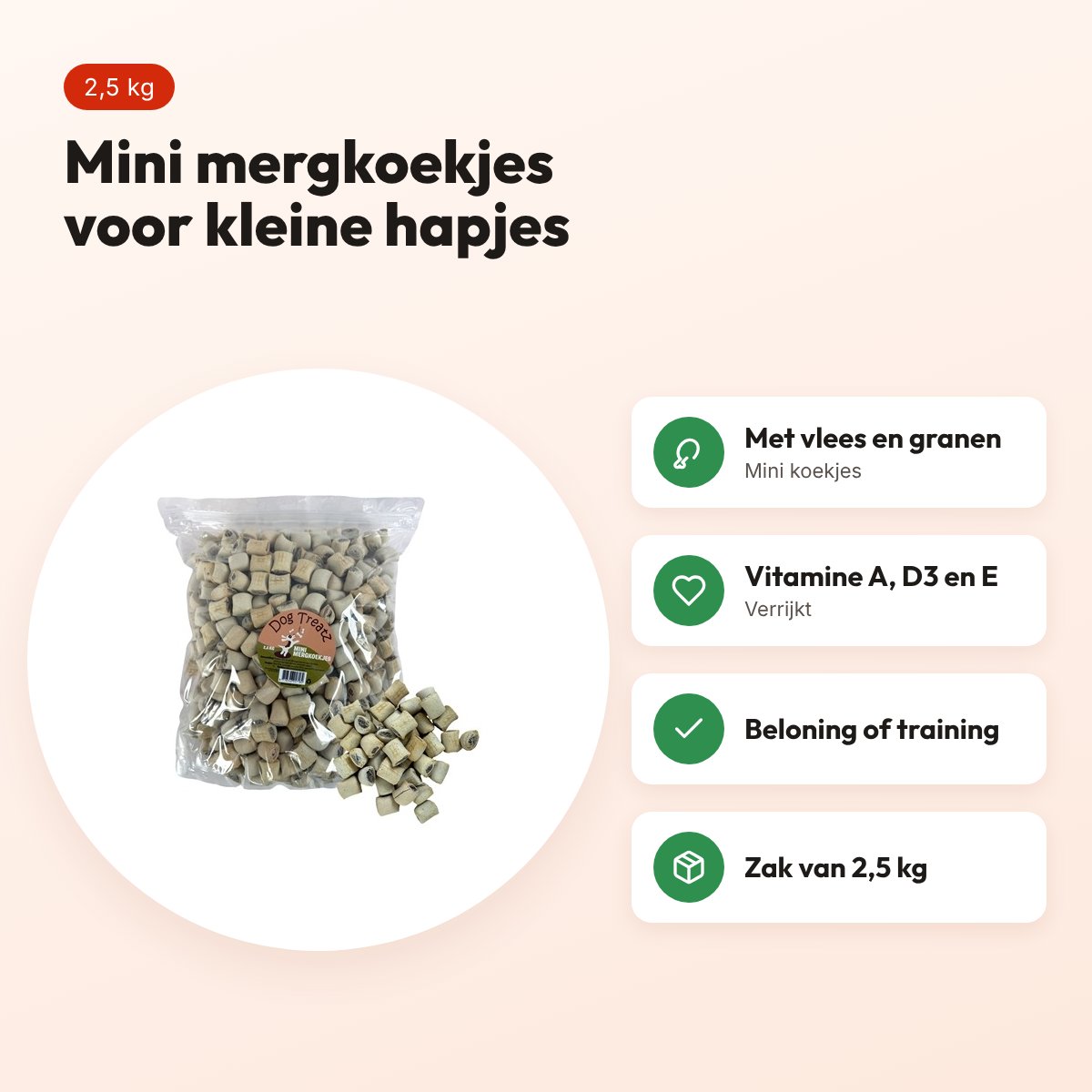 Dog Treatz mini mergkoekjes 2,5 kg – krokante hondensnacks – voordelen